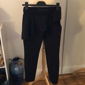 zara black skinny pants with ruffle skirt